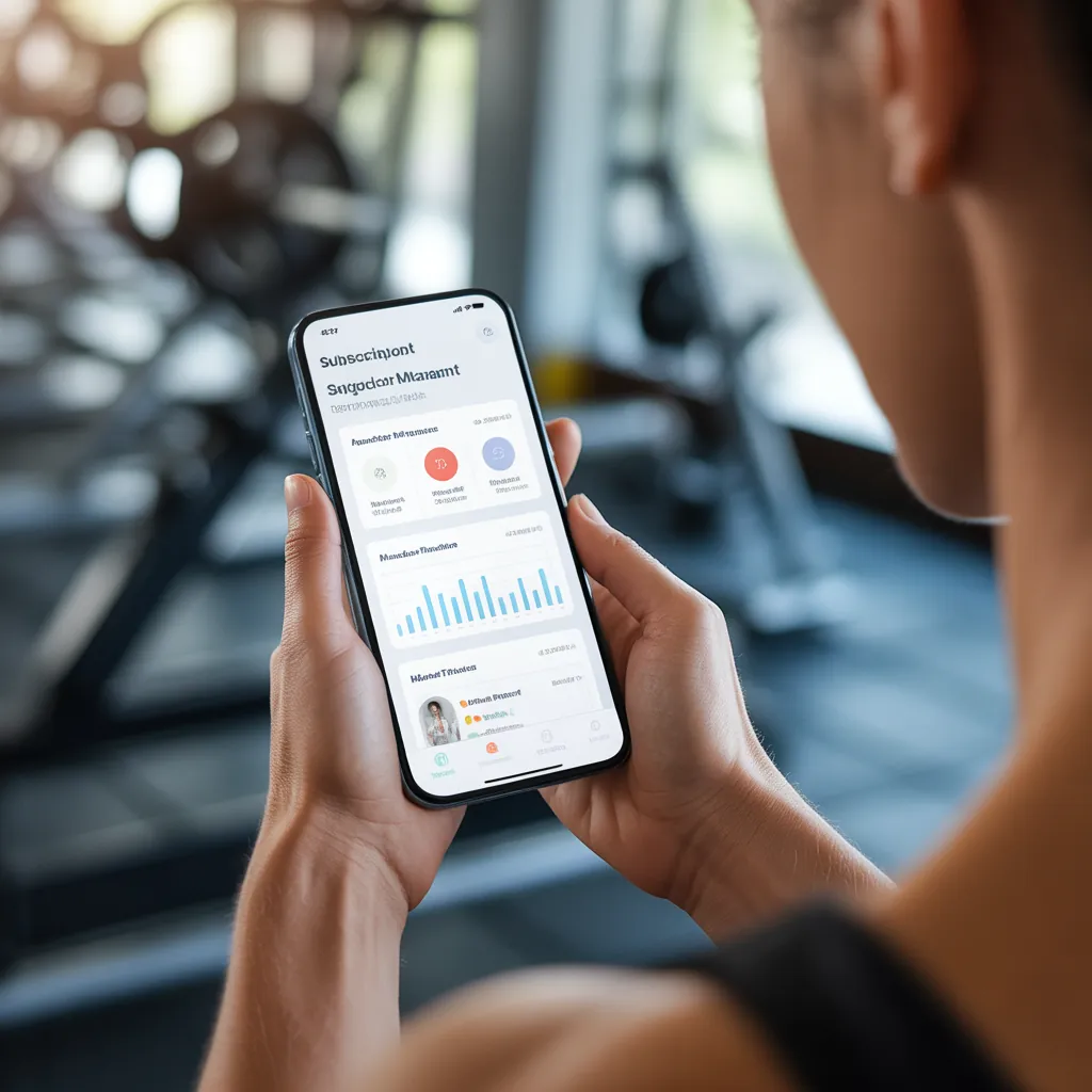 هاتف ذكي يعرض تطبيق اشتراكات AstraCaisse Gym